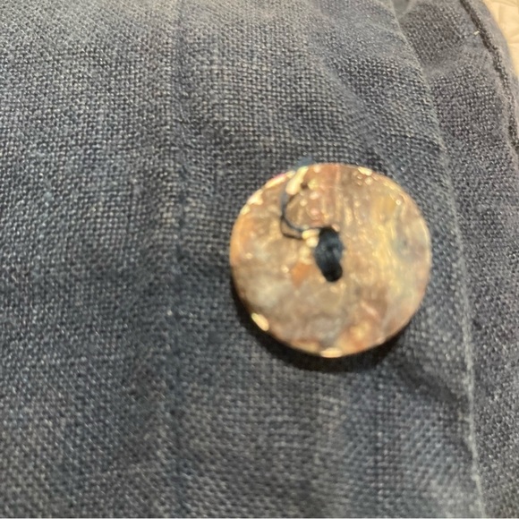 CLICK Sz L 100% Linen Patch Pockets Button Slit Shift Crew Neck Dress - Picture 8 of 8